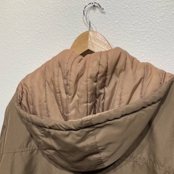 Vintage Brown Oversized utility coat with quilted inside & hood - Picture 5 of 15